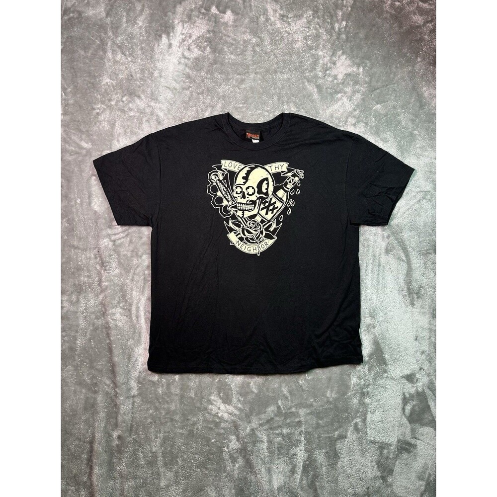 Vtg FELON CLOTHING Love Thy Neighbor  Short Sleeve Size XXL Black